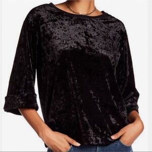 NWT Union Bay Womens Luna Crushed Velvet Blouse Black 1X Whimsigoth Witchy Chic